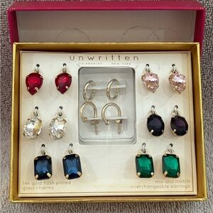 Unwritten Red and Pink Crystal Drop Earrings Set